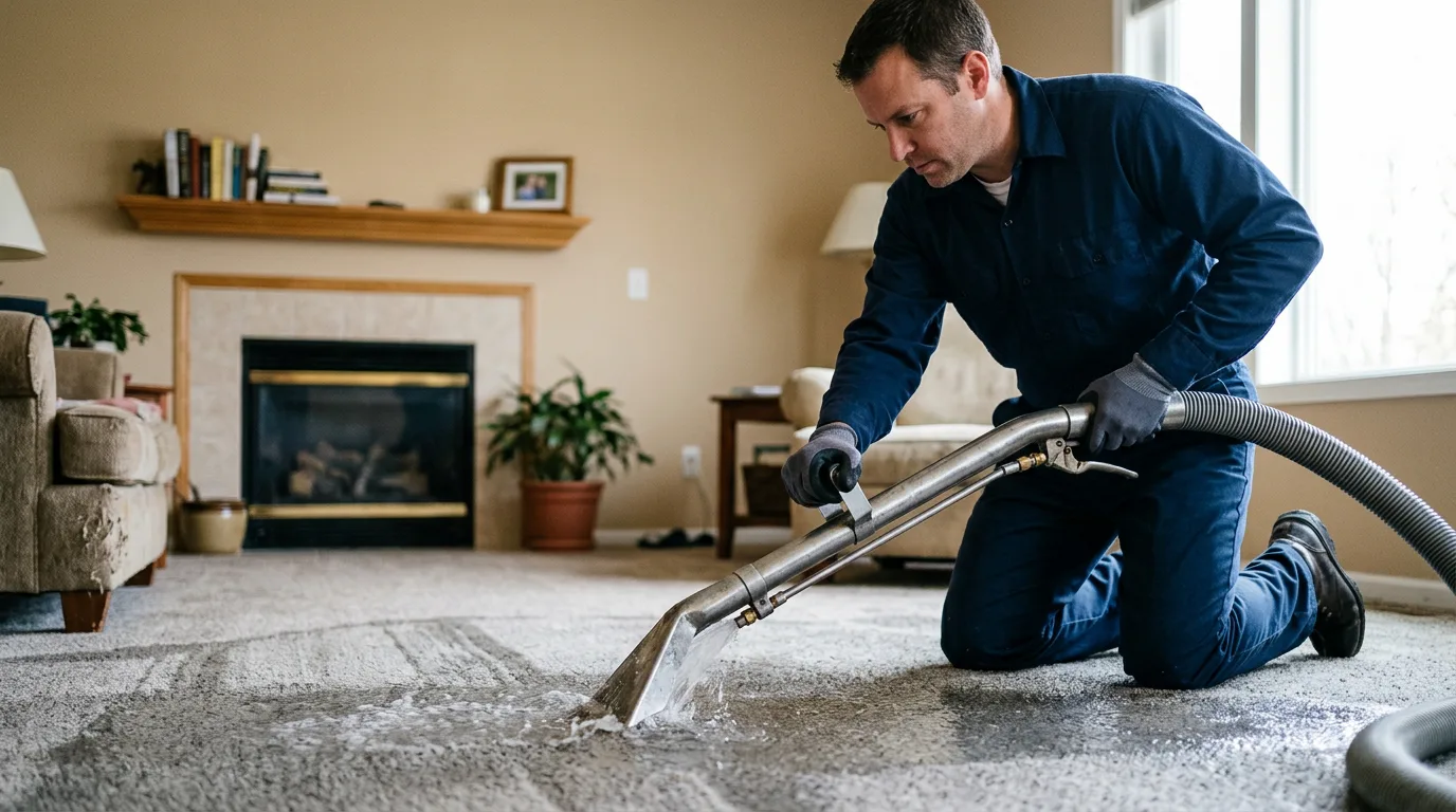 Water damage restoration technician working near Corrigan, TX